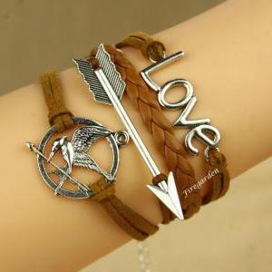 Mockingjay Bracelet Arrow And Love Charm Wrap..