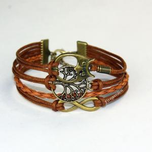 Tree, Owl And Infinity Charm Wrap Bracelet