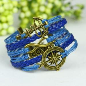 Anchor, Compass, Love And Infinity Bracelet..