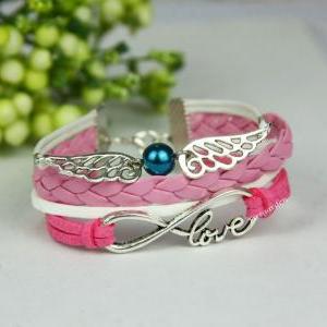 Angel Wings Bracelet Infinity Love Charm Wrap..