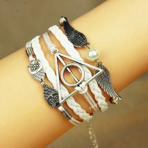 Owl, Angel Wings And Deathly Hollow Bracelet Owls..