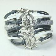 Seahorse Bracelet Infinity Compass Anchor Rudder bracelet nautical bracelet Braided bracelet