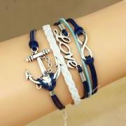 Infinity Anchor and Love charm wrap bracelet