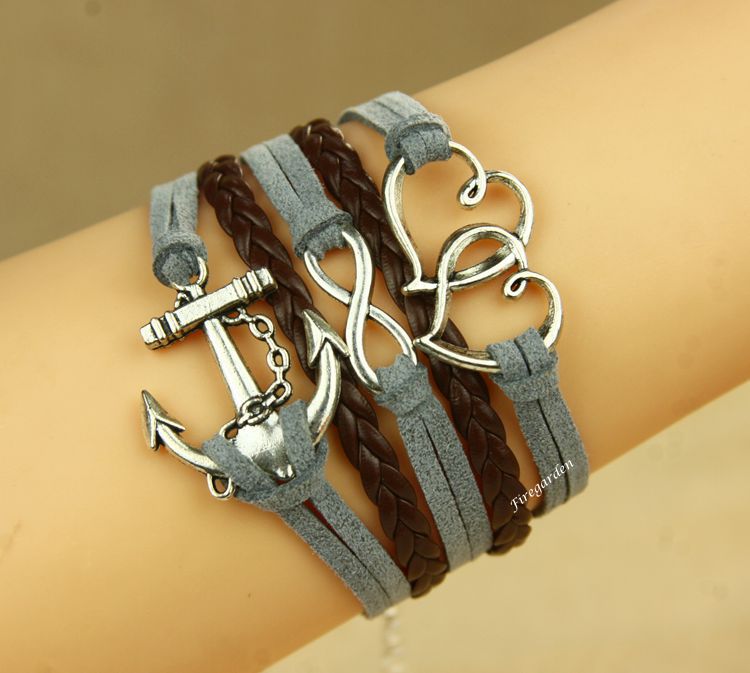 Heart To Heart Anchor Infinity Charm Wrap Bracelet