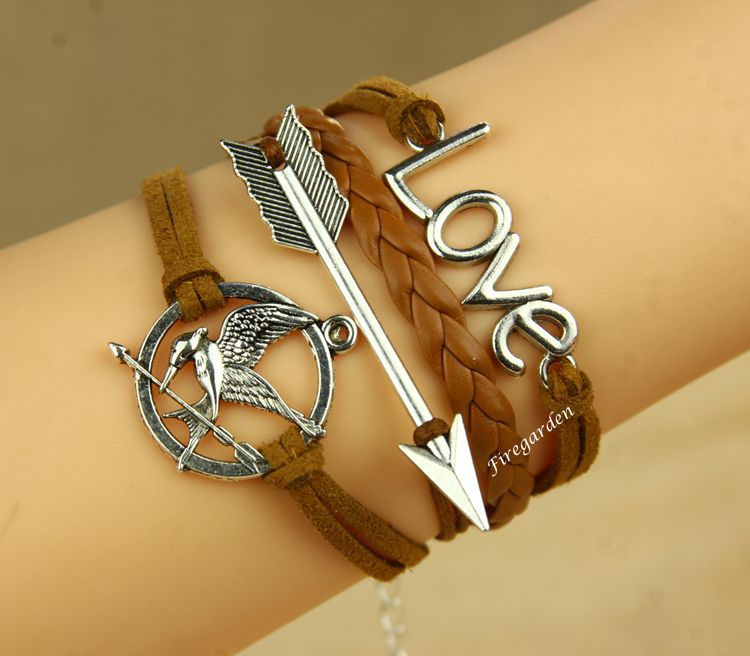 Mockingjay Bracelet Arrow And Love Charm Wrap Bracelet