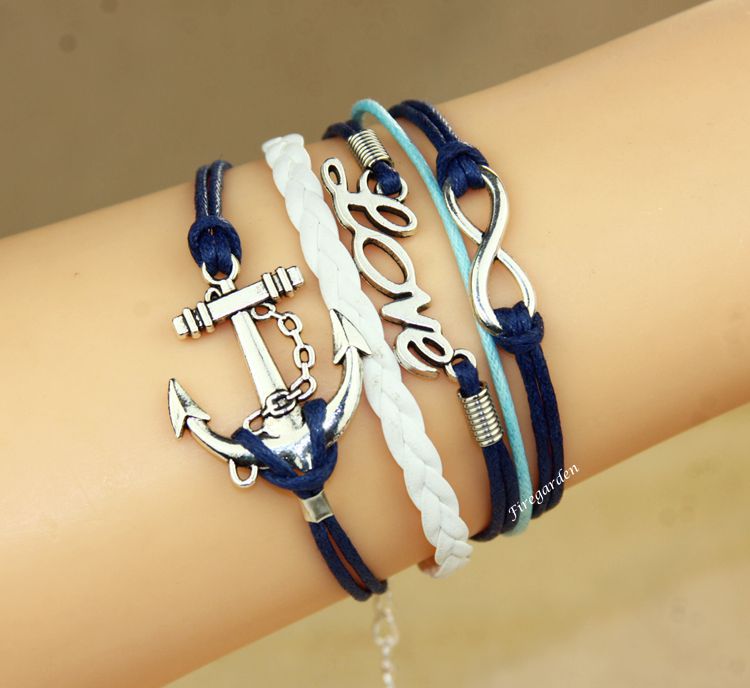 Infinity Anchor And Love Charm Wrap Bracelet
