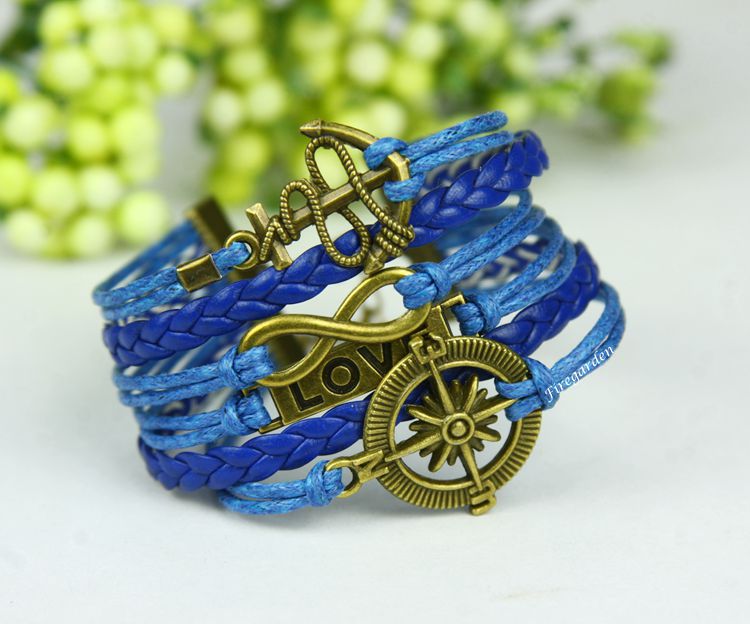 Anchor, Compass, Love And Infinity Bracelet Nautical Charm Wrap Bracelet